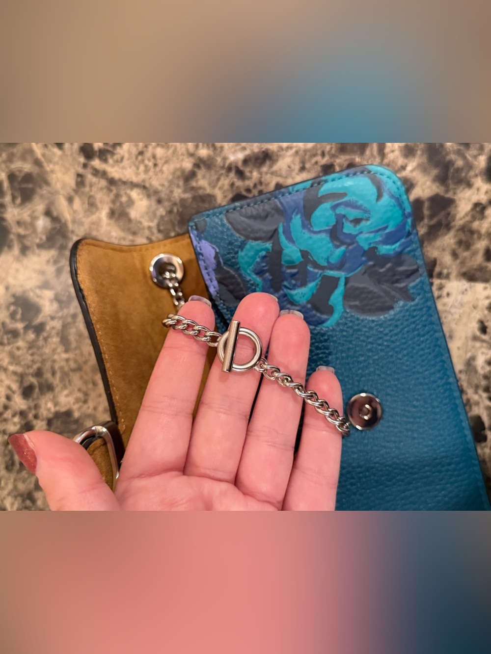 ❌SOLD❌Coach Morgan Crossbody with Jumbo Floral Print Deep Turquoise - Picture 14 of 14